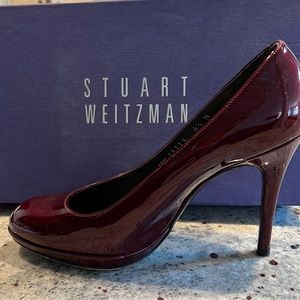 Stuart Weitzman burgundy Leather Platform 4 inch Heels sz 6.5